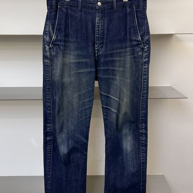 화이트 마운티니어링 09aw 페이디드 데님 팬츠