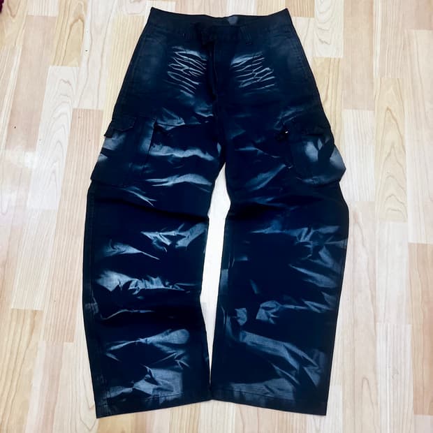 (32) 빈티지 주름 페인팅 오버사이즈 카고팬츠