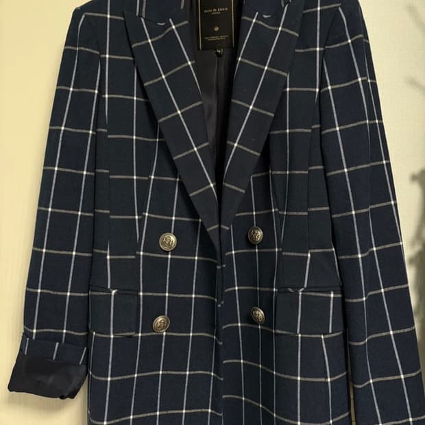 제시뉴욕 네이비 체크 블레이저 자켓