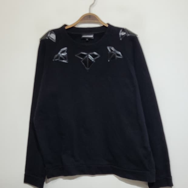 (L) 엠포리오 아르마니 맨투맨 블랙 기모 스웨트 티셔츠 