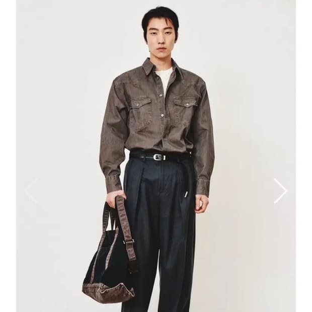 [M] 아트이프액츠 워시드 웨스턴 셔츠 모스그레이