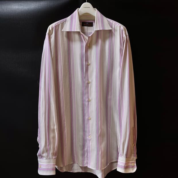 XL) ETRO Milano 멀티 스트라이프 드레스 셔츠