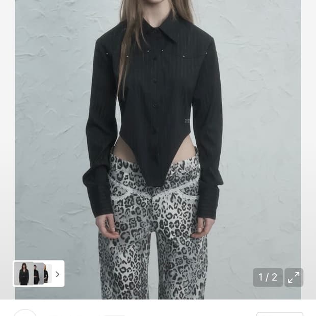 비키니 라인 셔츠 블랙 스터드