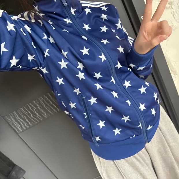 아디다스 져지 별패턴 블루