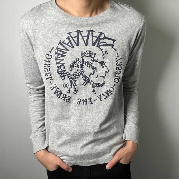 Diesel 디젤 그레이 긴팔 티셔츠 S