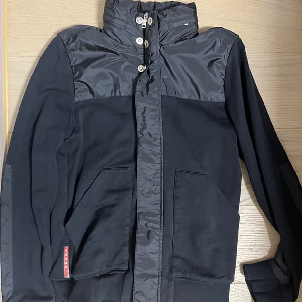 프라다14fw 코튼 나일론 집업 자켓 후드