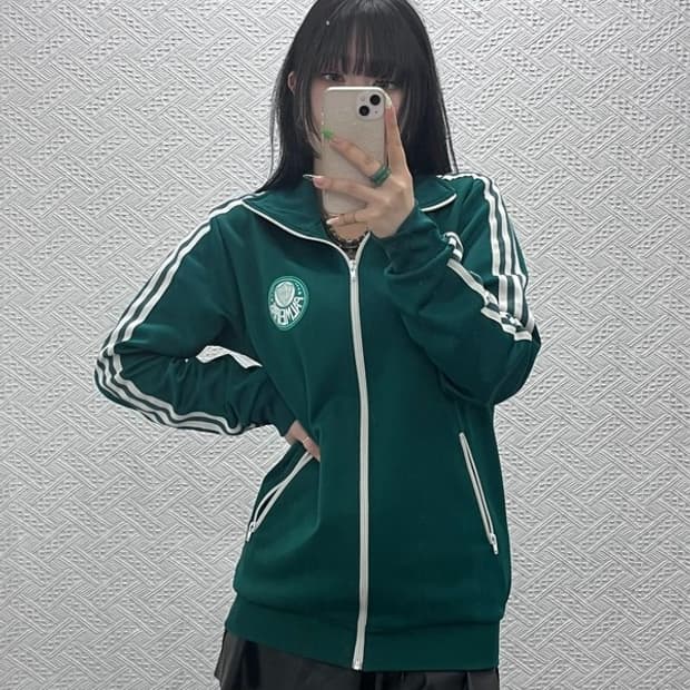 아디다스 팔메이라스 올드스쿨 빅로고 딥그린 져지 집업 95 C09050