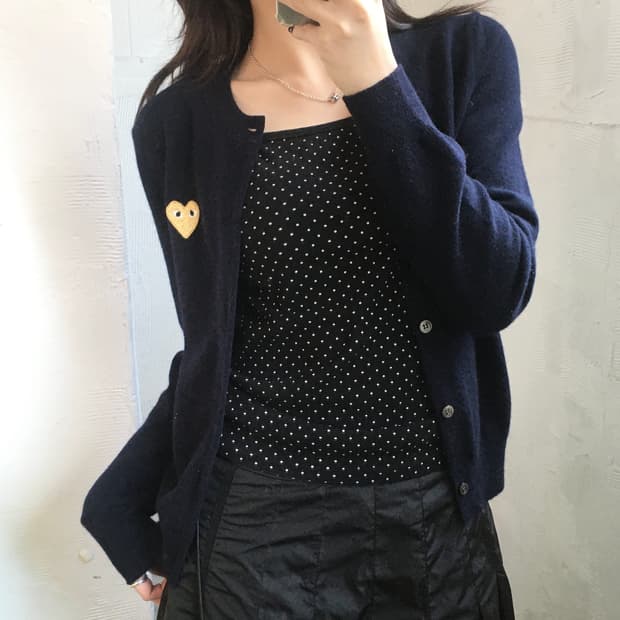 COMMEdesGARCONS 꼼데가르송 골드와펜 네이비컬러 울 가디건