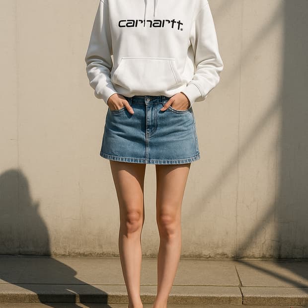 칼하트WIP 화이트 로고 후드티셔츠_S