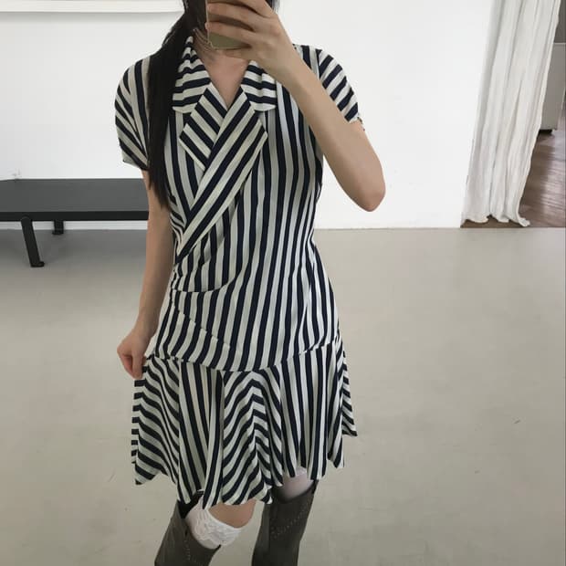 vintage stripe pattern one-piece