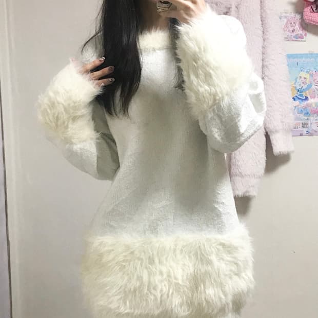 빈티지 화이트 퍼 원피스 달천깔 히메갸루 로걀 라떼 오네갸루 페어리