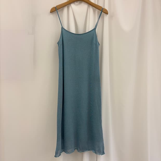 Metallic Sage Blue Long Dress