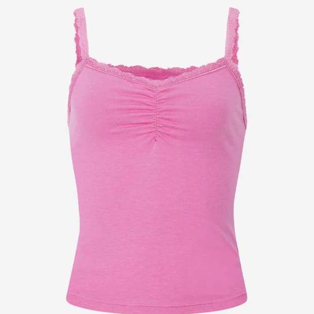 플리즈노팔로우- 멜리 레이스 시어링 민소매 탑 (푸시아 핑크)