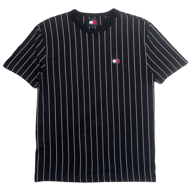 TOMMY HILFIGER 스트라이프 반팔 티 블랙 M