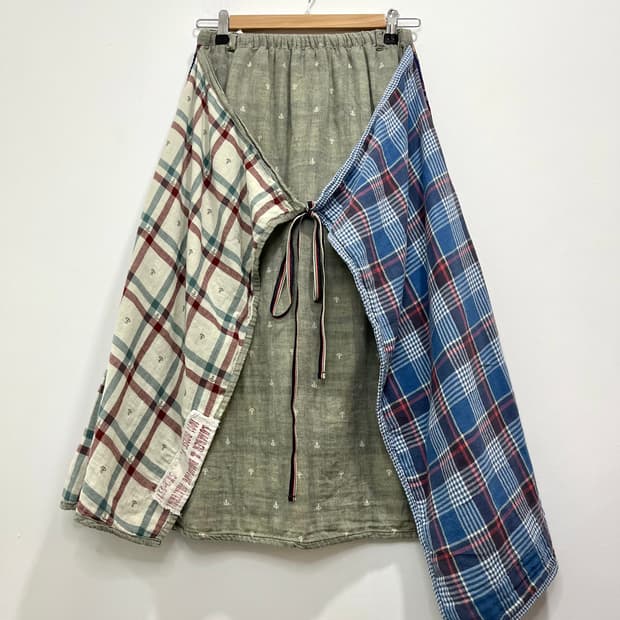 일본 빈티지 모리걸 바선생 패치워크 레이어드  롱스커트 