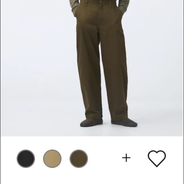 유니클로U 와이드핏치노팬츠 76사이즈 38브라운