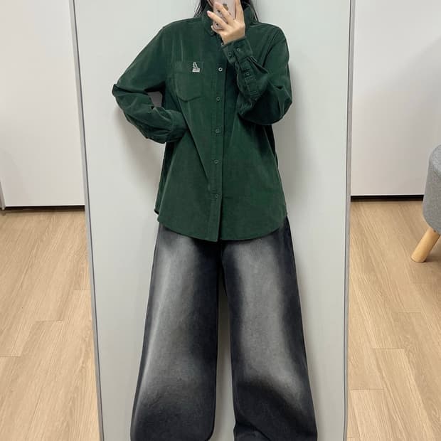 캉골 코듀로이 딥그린 셔츠 남방