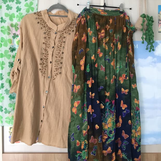 하구미 코디 세트 롱스커트 셔츠