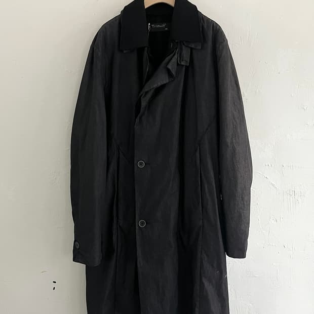 TRANSIT 트랜짓 블랙 컬러 더블 트렌치 롱 코트