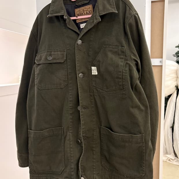 후아유 카키 데님 자켓