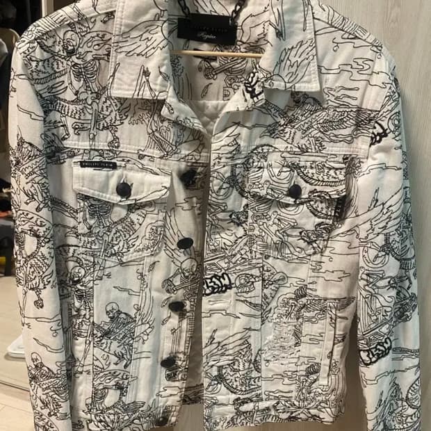 필립플레인 스켈렌톤 타투자수 자켓