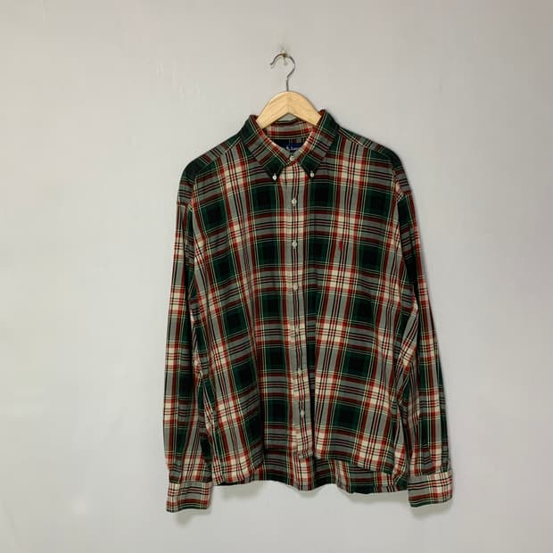 폴로 랄프로렌 체크 남방 긴팔 코튼 셔츠 XL 남녀공용