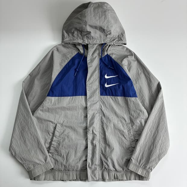 Nike 나이키 우븐 더블 스우시 실버네이비 윈드브레이커