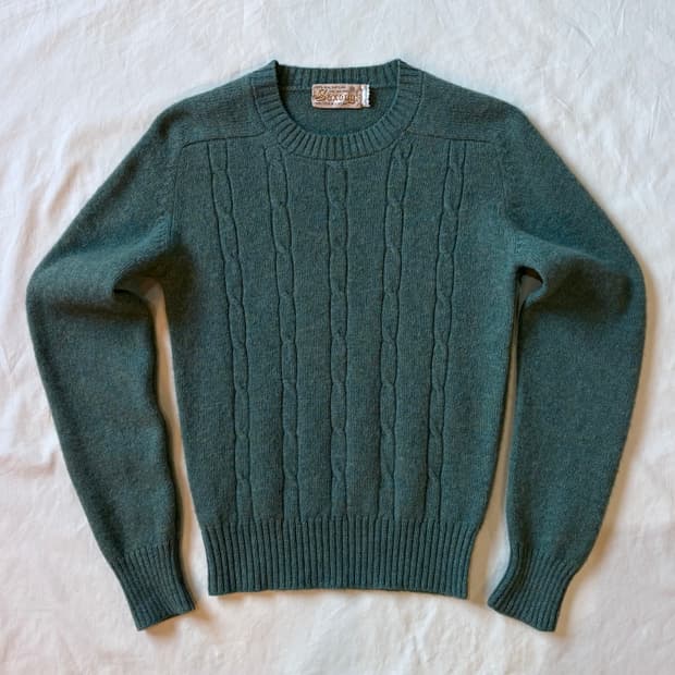 [M] 80s Saxony 셰틀랜드 퓨어 뉴 울 라운드 넥 니트