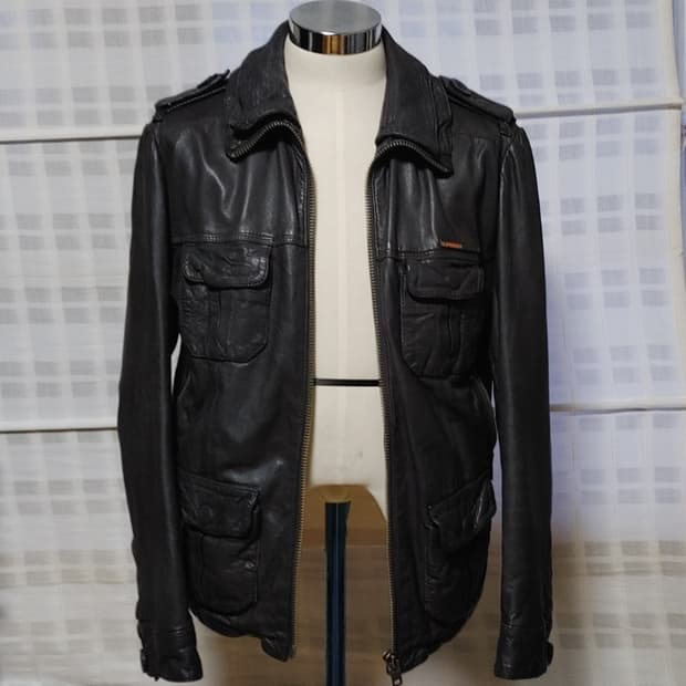 (100% 가죽) 슈퍼드라이 브라운 가죽 자켓 M (95~100)