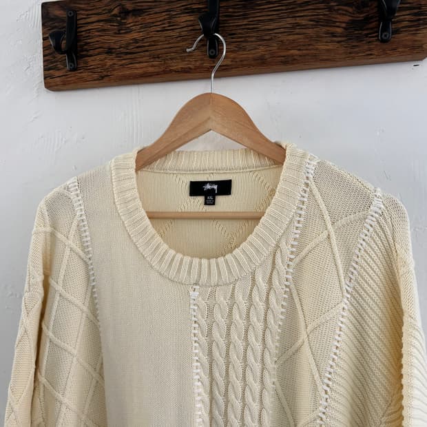 Stussy 스투시 아이보리 패치워크 스웨터