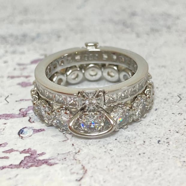 비비안웨스트우드 아카이브 크리스탈 큐빅 orb링 투웨이 반지(새상품)