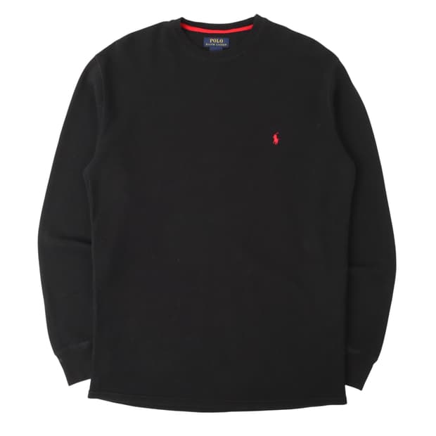 폴로 랄프로렌 블랙 코튼 와플 롱슬리브