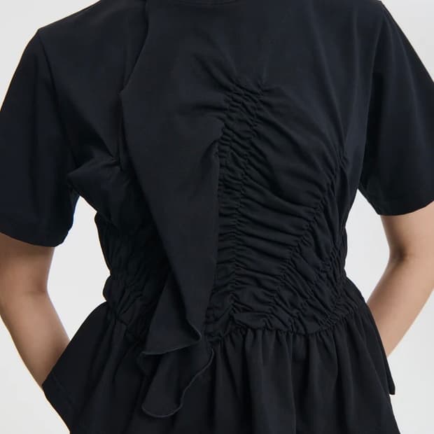 [XS,S,M]세실리에 반센 ACE TOP 프릴 티셔츠/블랙