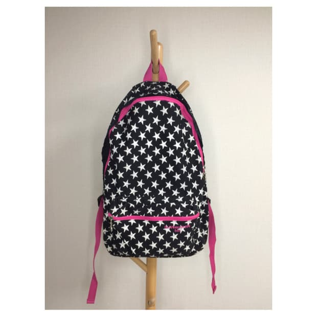 빈티지 블랙 별 무늬 패턴 백팩