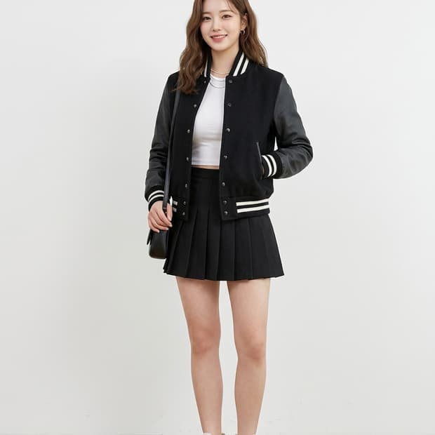 제너럴 서플라이 x GB스포츠 가죽 배색 바시티 자켓