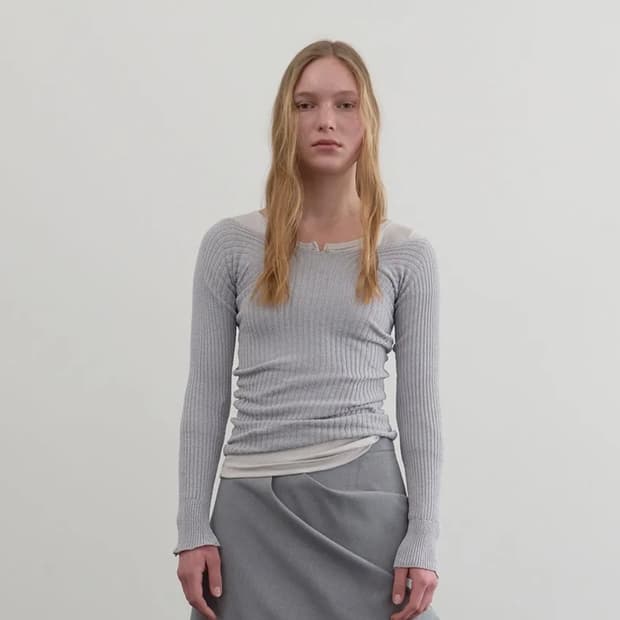 repos 골지 워머 니트 (blue grey)