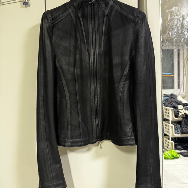 Julius 25/26aw coated cotton knit jacket