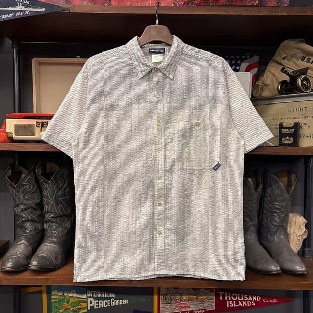 00s 파타고니아 멀티 스트라이프 패턴 시어서커 셔츠 사선탭 N1030