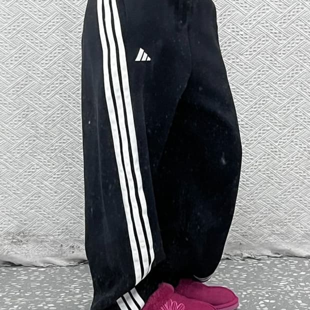 아디다스 희귀 빈티지 사선 삼선 와이드 스웻 트랙팬츠 M C08153