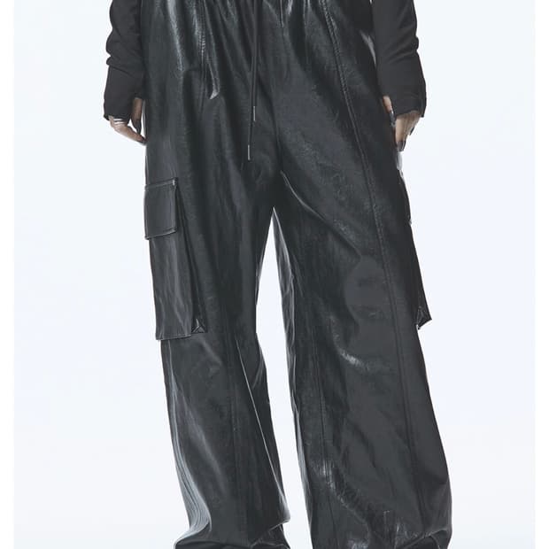 트리밍버드 TMB Cargo Leather Pants [ Black ]
