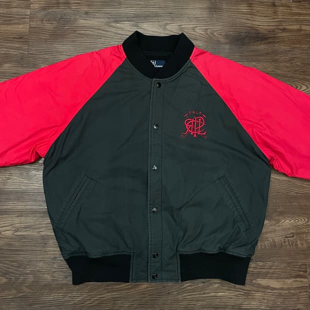 90s 폴로 랄프로렌 스크리블 로고 바시티 자켓
