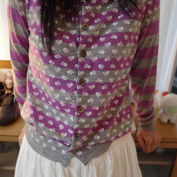 Flower silk printed flower cardigan