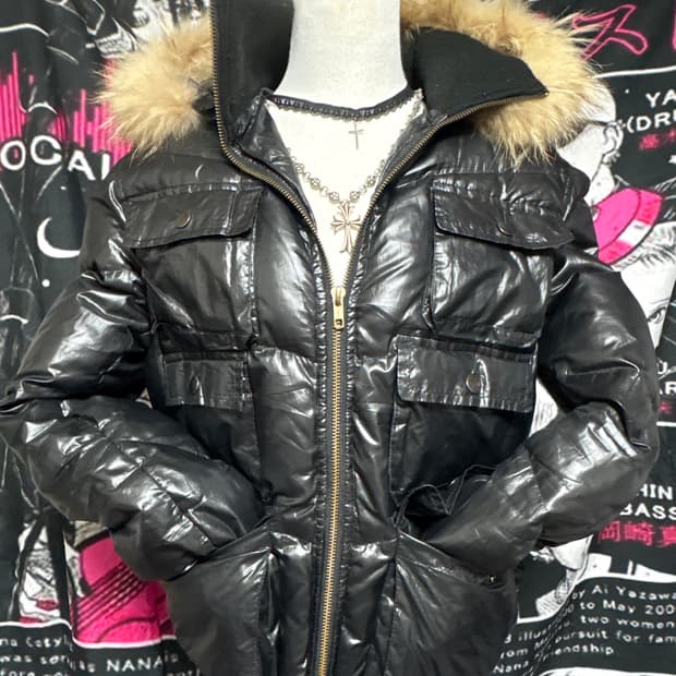 y2k 펑크 갸루 빈티지 퍼 패딩