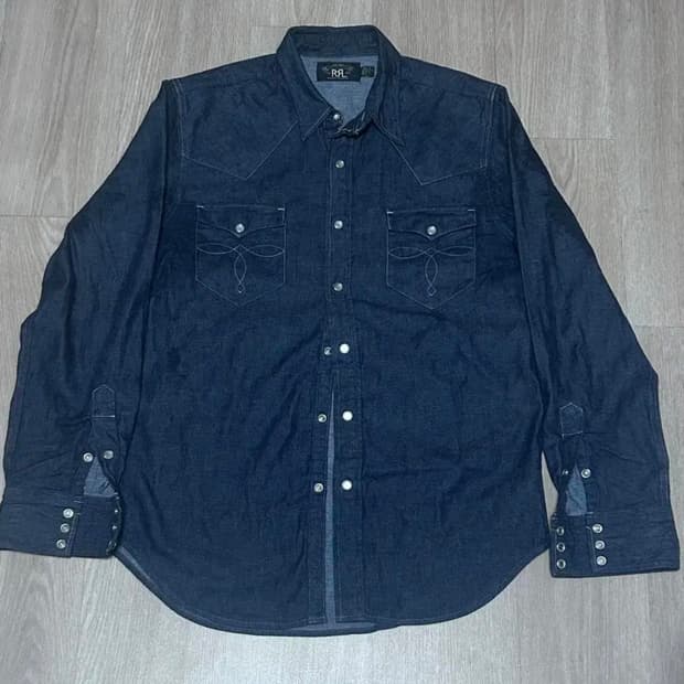 RRL 웨스턴 데님 셔츠 인디고 린스 M