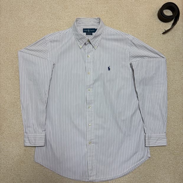 105) 폴로 랄프로렌 스트라이프 셔츠 블루 