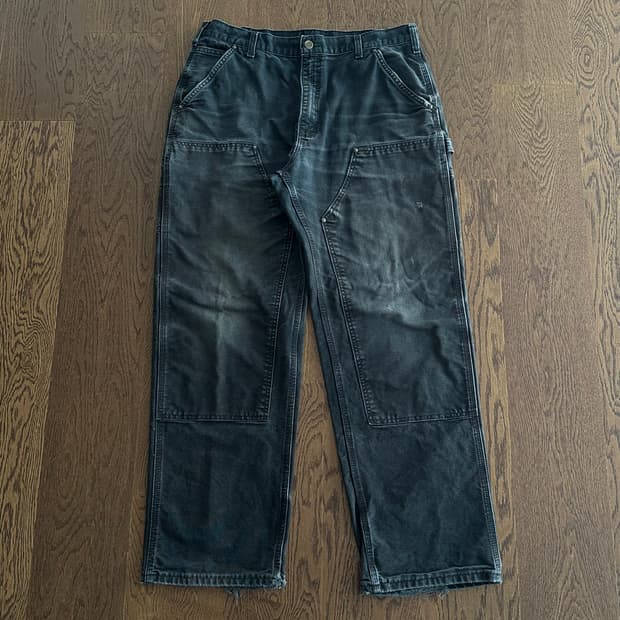 빈티지 칼하트 더블니 블랙 덕워캔버스 36 x 32