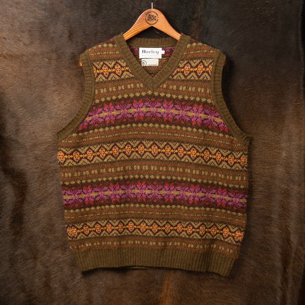[L] 할리오브스코틀랜드 페어아일 퓨어울 니트 베스트 