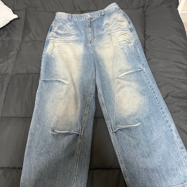 이티씨이 워시드 배기 진 블루 L