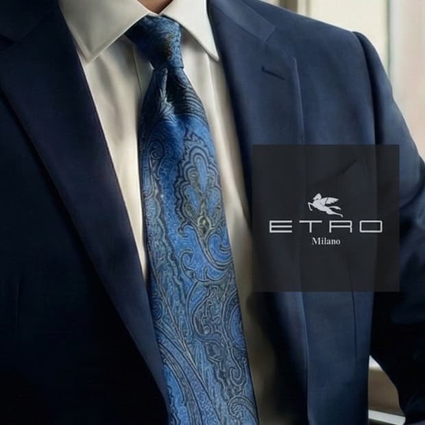 에트로 실크 블루 페이즐리 넥타이 9.6cm A등급 A19485
