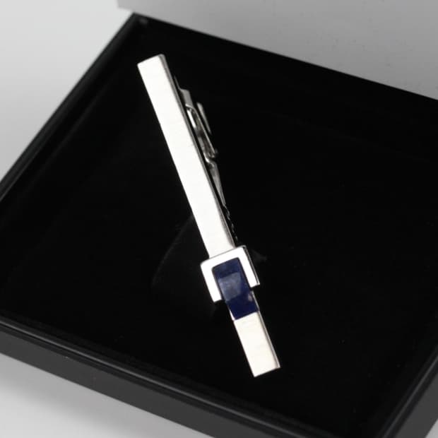 랑방 A-등급 6cm 천연 라피스 원석 명품 넥타이핀 빈티지